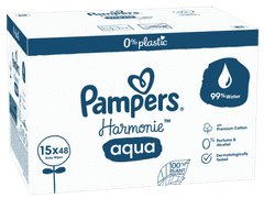 Pampers Harmonie Aqua dječje maramice za čišćenje, 15 x 48 komada, 720 maramice