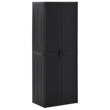 Vidaxl Vrtni ormar, crni, 65x45x172 cm, PP ratan