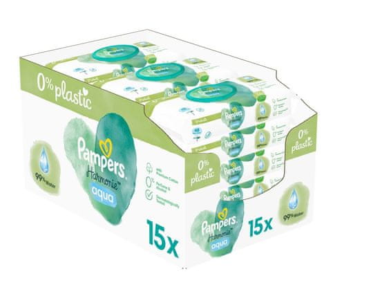 Pampers Harmonie Aqua dječje maramice za čišćenje, 15 x 48 komada, 720 maramice