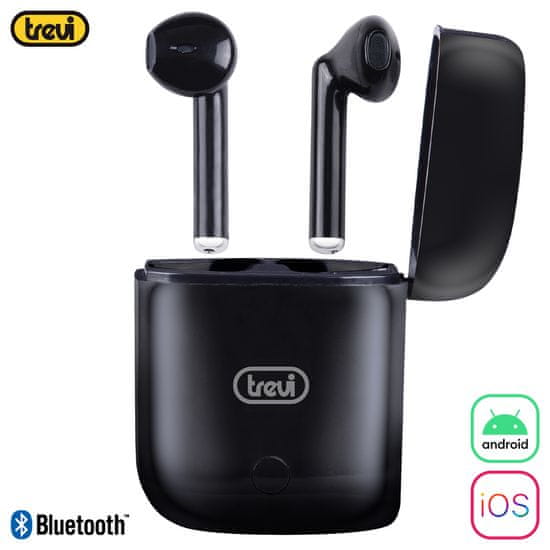 Trevi HMP 12E20 AIR mini Bluetooth 5.1 slušalice s mikrofonom, TWS, jedinica za punjenje, touch kontrola, crne