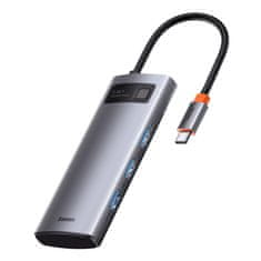 BASEUS Metal Gleam HUB adapter USB-C - USB-C PD 100W / HDMI 4K / 3x USB 3.2, siva