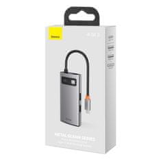 BASEUS Metal Gleam HUB adapter USB-C - USB-C PD 100W / HDMI 4K / 1x USB 3.2 / 1x USB 2.0, siva