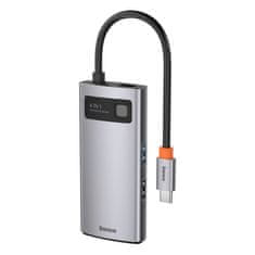 BASEUS Metal Gleam HUB adapter USB-C - USB-C PD 100W / HDMI 4K / 1x USB 3.2 / 1x USB 2.0, siva