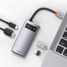 BASEUS Metal Gleam HUB adapter USB-C - USB-C PD 100W / HDMI 4K / 1x USB 3.2 / 1x USB 2.0, siva