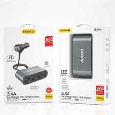 DUDAO R1Pro auto punjač 2x USB / 3x Splitter, crno