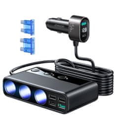 Joyroom Laptop auto punjač 154W - 5x USB / 1x USB-C / 3x Splitter, crno