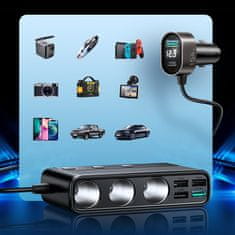 Joyroom Laptop auto punjač 154W - 5x USB / 1x USB-C / 3x Splitter, crno