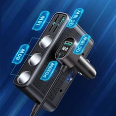 Joyroom Laptop auto punjač 154W - 5x USB / 1x USB-C / 3x Splitter, crno