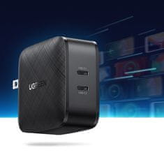 Ugreen CD216 punjač 2x USB-C PD QC 66W, crno