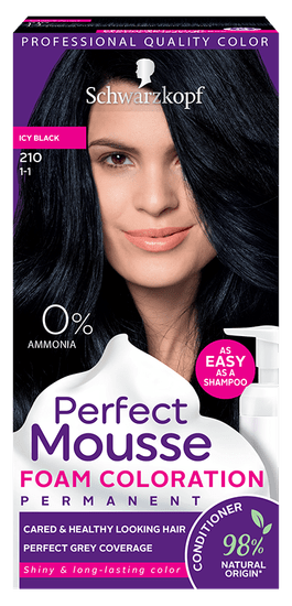 Schwarzkopf Perfect Mousse boja za kosu, 210 ledeno crna