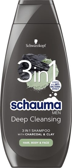 Schauma Charcoal & Clay 3u1 šampon za muškarce, 400ml