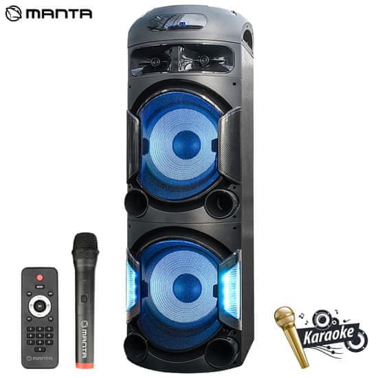 Manta SPK5510 zvučnik, Karaoke, ugrađena baterija, Bluetoth, USB, RADIO FM, LED svjetla, TWS, 50.000W P.M.P.O.