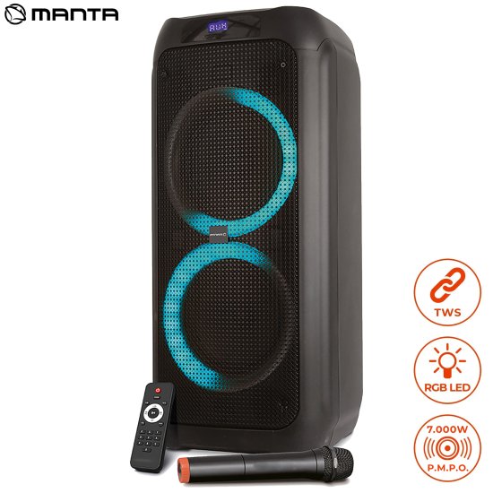 Manta SPK5305 zvučnik, SPK5305, Karaoke, ugrađena baterija, Bluetoth, USB, RADIO FM, Disco LED svjetla, TWS, 7.000W P.M.P.O