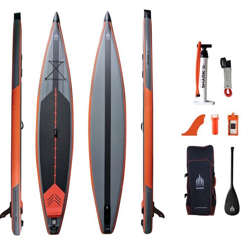 Shark Sups Race SUP daska, s djelomičnim karbonskim veslom, 12.6x27x6 (2022)