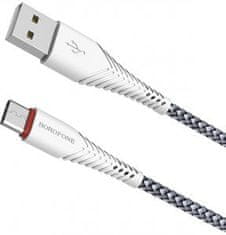 Borofone X25 podatkovni kabel USB Type C, 1m, 3A, pleteni, bijeli