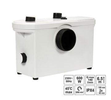 TOYA Fala pumpa za WC školjke od 600 W s maceratorom