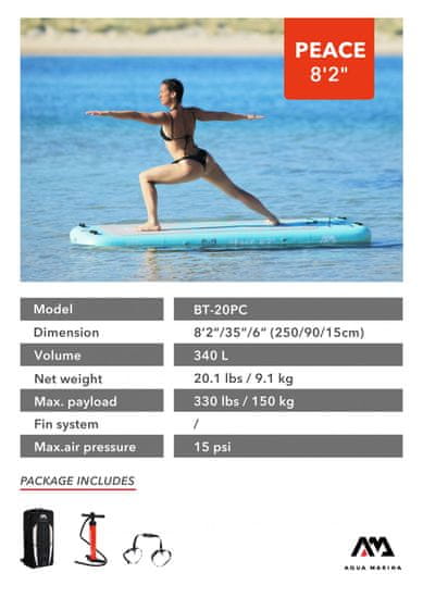 Aqua Marina Peace - Yoga Inflatable Paddle Board 8'2”