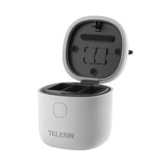 TELESIN 3-slot Waterproof Box punjač za GoPro Hero 9 / 10 / 11 / 12, siva