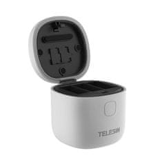 TELESIN 3-slot Waterproof Box punjač za GoPro Hero 9 / 10 / 11 / 12, siva