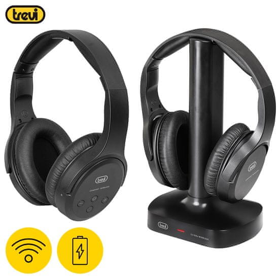 Trevi FRS 1580 bežične TV Hi-Fi slušalice, 2x slušalice i stanica za punjenje, baterija, do 30m (TRE-SLU-FRS1580)