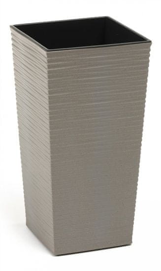 Lamela Finezia Eco Wood lonac za cvijeće, 400 x 400 x 750 mm, siva