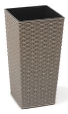 Lamela Finezia Eco Wood Rattan lonac za cvijeće, 250 x 250 x 465 mm, siva