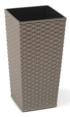 Lamela Finezia Eco Wood Rattan lonac za cvijeće, 300 x 300 x 570 mm, siva