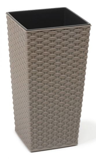 Lamela Finezia Eco Wood Rattan lonac za cvijeće, 300 x 300 x 570 mm, siva