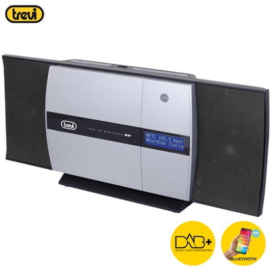 Trevi HCV 10D35 glazbeni Hi-Fi sistem, FM Radio DAB, Bluetooth, CD/MP3/USB/AUX-in, LCD zaslon, daljinski, crno-srebrna (TRE-AVD-HCV10D35)