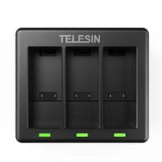 TELESIN 3-slot punjač za GoPro Hero 9 / 10 / 11 / 12 + baterije 2kom, crno