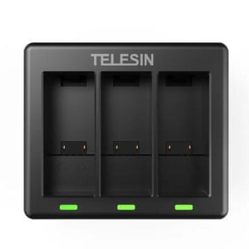 TELESIN 3-slot punjač za GoPro Hero 9 / 10 / 11 / 12 + baterije 2kom, crno