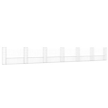 Vidaxl Gabionska košara U-oblika sa 7 stupova 740x20x100 cm željezna