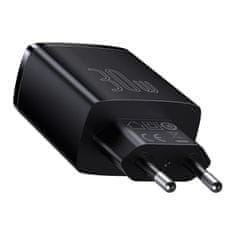 BASEUS Compact punjač 2x USB / 1x USB-C 3A 30W PD QC, crno
