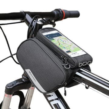 WOZINSKY Torba za okvir bicikla + odvojiva futrola za telefon do 6,5" 1,5l crna
