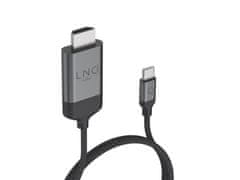 Linq USB-C na HDMI kabel, 4K@60Hz, 2m, pleteni, sivi