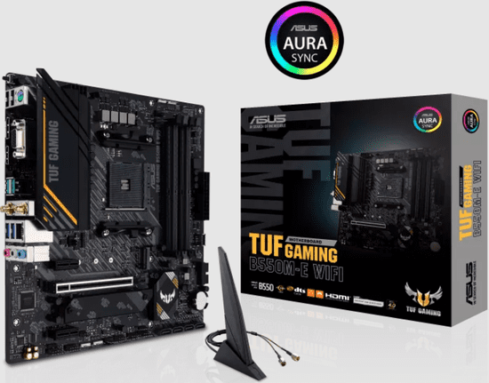 ASUS Tuf gaming B550M-E matična ploča, WI-FI, AM4 mATX, PCIe 4.0, WiFi 6, SATA, USB 3.2 gen2, HDMI, DisplayPort, Aura Sync (90MB17T0-M0EAY0)