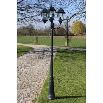Vidaxl Vrtna podna lampa s 3 kraka 230 cm tamnozelena/crna