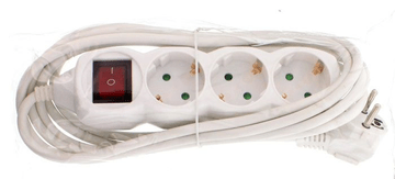 Well Pa 220V 1/3 3M + prekidač; Zaštita, bijela, IP20, 16a/3500W, H05VV-F 3g1.5mm2