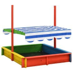 Vidaxl Pješčanik od jelovine s podesivim krovom raznobojni UV50