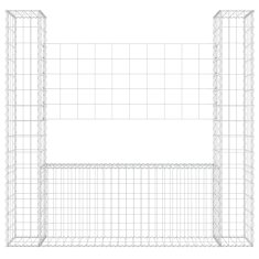 Vidaxl Gabionska košara U-oblika s 2 stupa 140 x 20 x 150 cm željezna