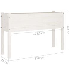 Vidaxl Vrtne sadilice 2 kom bijele 110 x 31 x 70 cm masivna borovina
