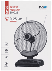 EMOS EM-022 sobna antena, 0–25 km, DVB-T2, DAB, FM, filter LTE/4G (2702024000)