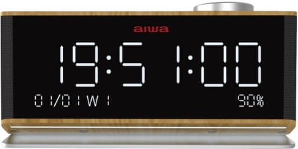 elegantan radio aiwa CRU-90 BT aux i jednostavan rad ugrađena baterija budilica s dva vremena budilica drijemanje spavanje fm tuner mikrofon  