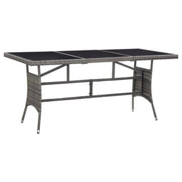 Vidaxl Vrtni stol, sivi, 170 x 80 x 74 cm, poli ratan