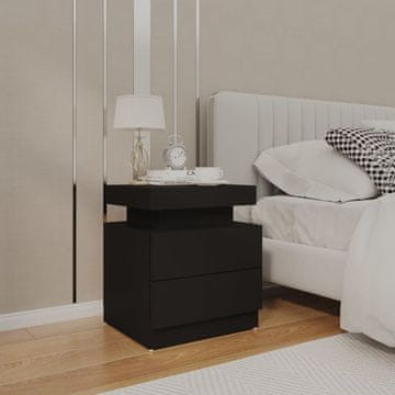 Vidaxl Noćni ormarić, crni, 45x35x52 cm, materijal na bazi drva