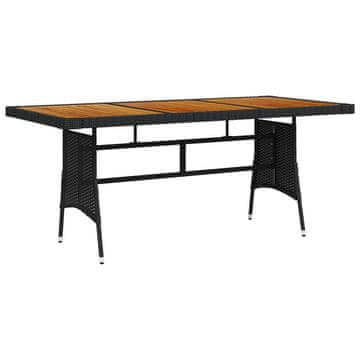 Vidaxl Vrtni stol Crni 160x70x72 cm PE ratan i akacija drvo