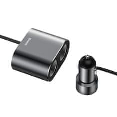 BASEUS Dual auto punjač 2x USB 3.1A 17W + 2x utičnica za upaljač 80W, crno