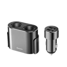BASEUS Dual auto punjač 2x USB 3.1A 17W + 2x utičnica za upaljač 80W, crno