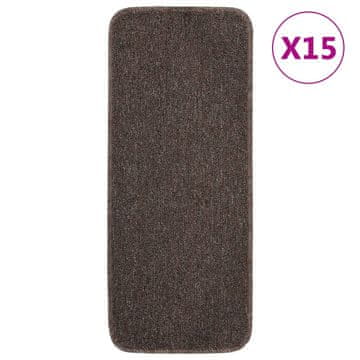 Vidaxl Protuklizni otirači za stepenice 15 kom 60 x 25 cm smeđi