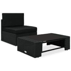 Vidaxl Vrtni set za sjedenje od 2 dijela, PE ratan, crni